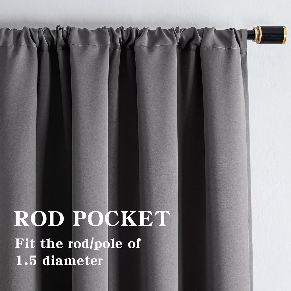 Igemaeve Blackout Curtains 72 Inch Length 2 Panels Set, Black Out Curtains for Bedroom 72 Inch Long, Rod Pocket Energy Saving Room Darkenin…