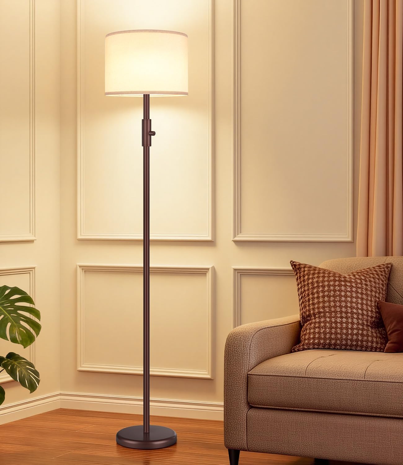 Upgraded】 Dimmable Floor Lamp, Modern Floor Lamps for Living Room, Standing Lamp with Linen Shade, Tall Lamp for Bedroom Office Dining…