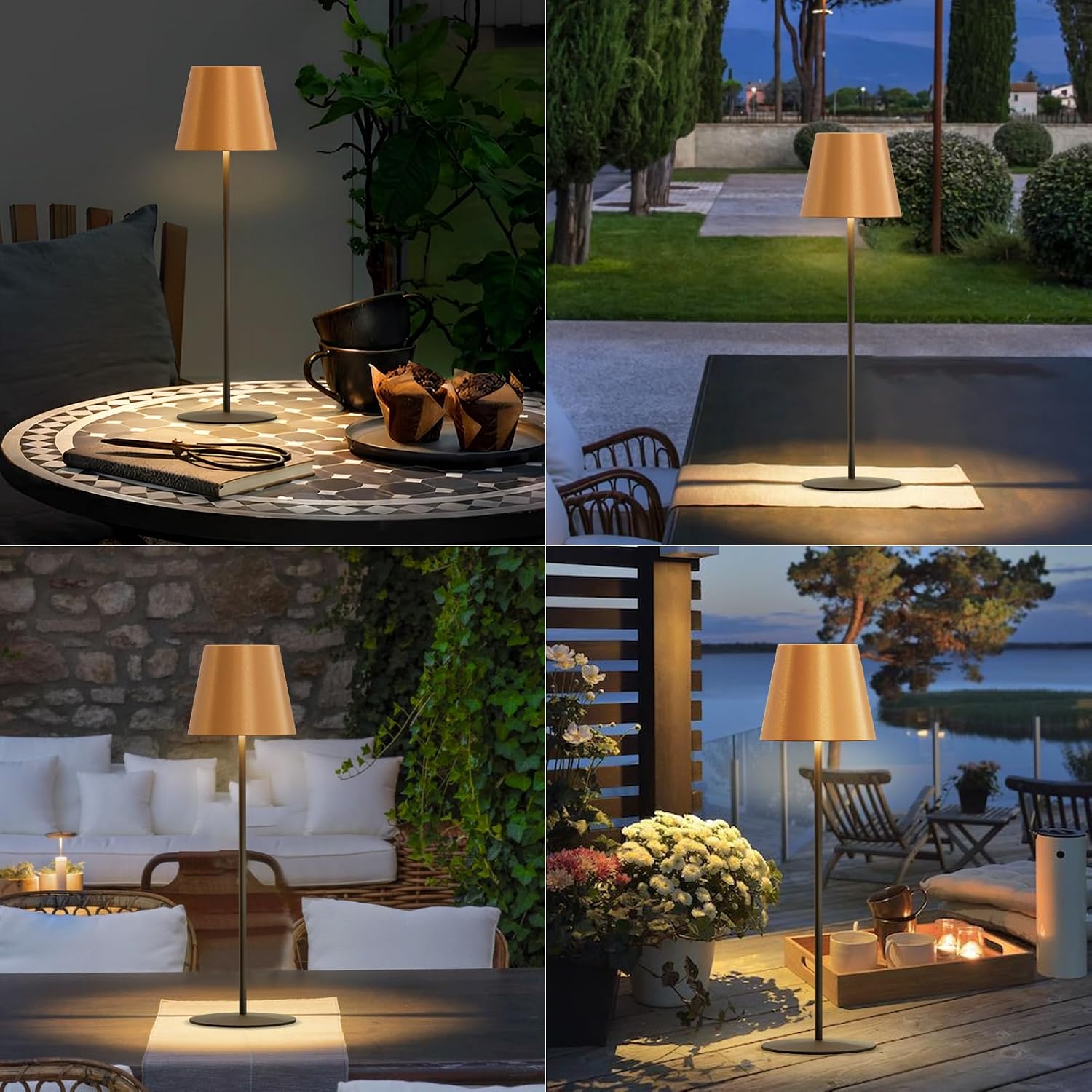uuffoo 2 Pack Cordless Table Lamp Rechargeable 5000mAH Battery Operated Lights Touch Control LED Portable Desk Lamps 3 Color Dimming for…