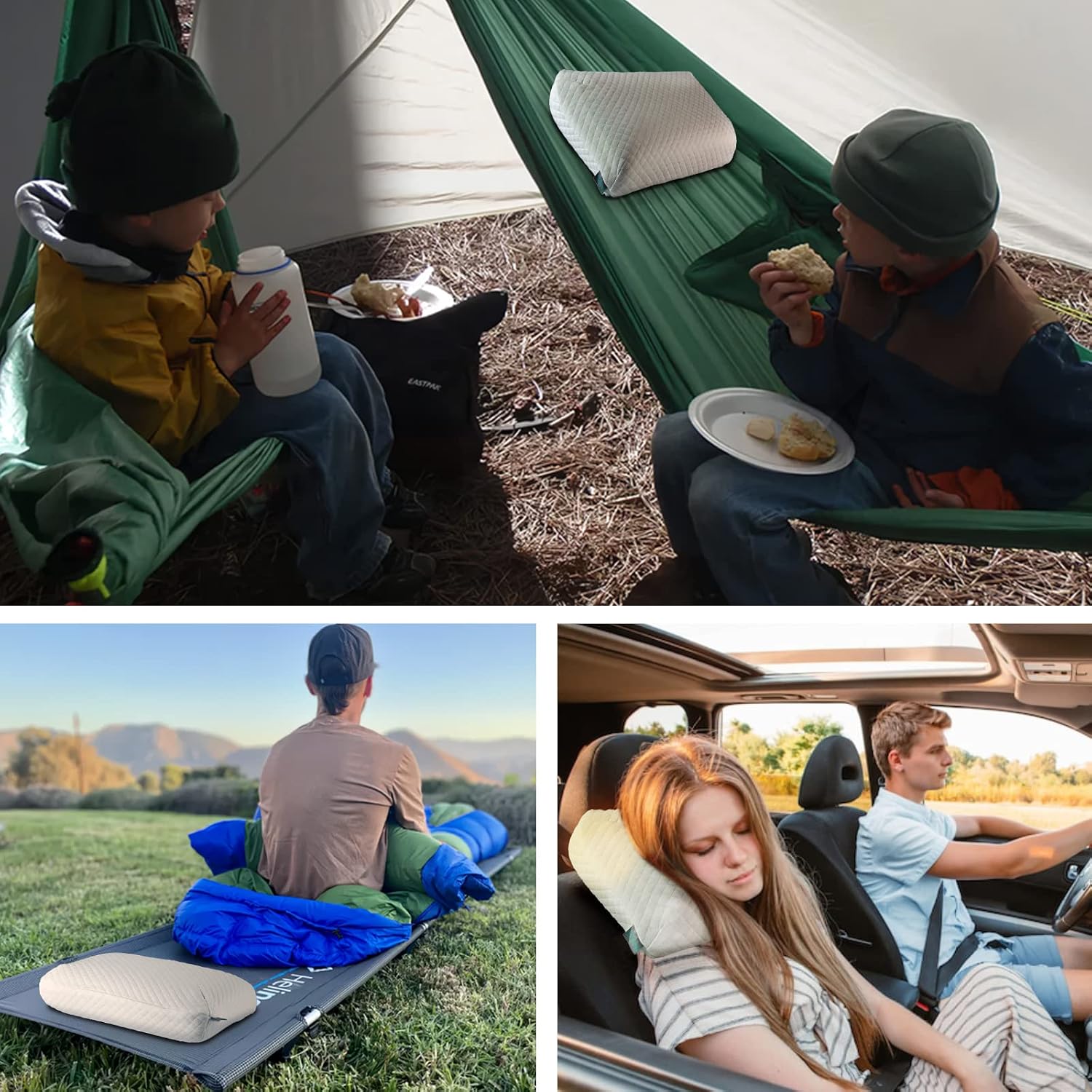 Memory Foam Travel Pillow 9.8"x15.7" Compact Camping Pillow, Stable & Supportive, Washable Double-Layer Cover with Carry Bag, for…