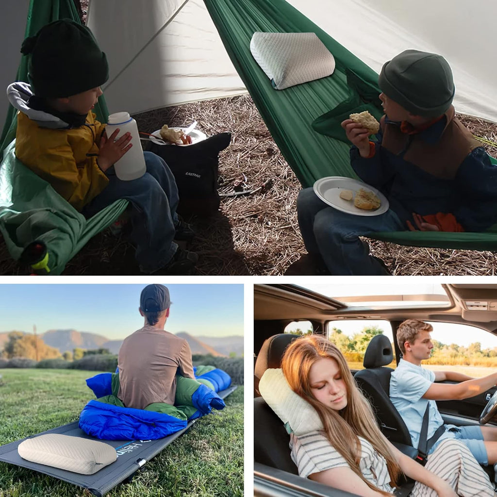 Memory Foam Travel Pillow 9.8"x15.7" Compact Camping Pillow, Stable & Supportive, Washable Double-Layer Cover with Carry Bag, for…