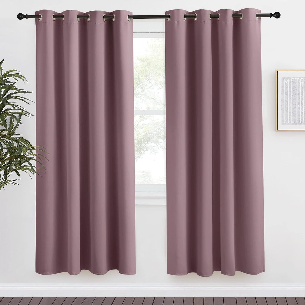 NICETOWN Kitchen Blackout Window Dry Rose Curtain Panel, 1 Panel, 55 by 78 inches Long, Home Fashion Thermal Insulated Solid Grommet Room…