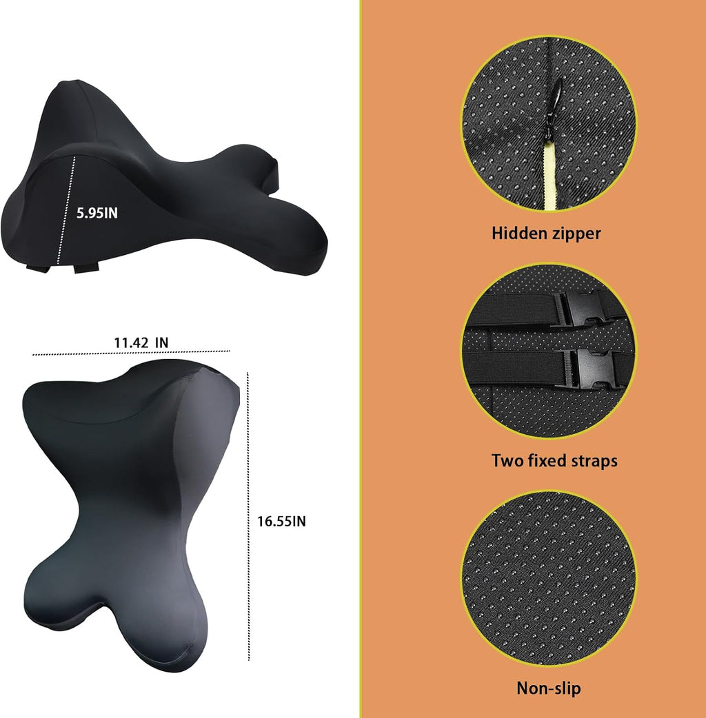 Car Headrest Pillow, Neck Support for Office Chair,100% Memory Foam Car Neck Pillow - Ergonomic Neck Support with Adjustable Double Strap…