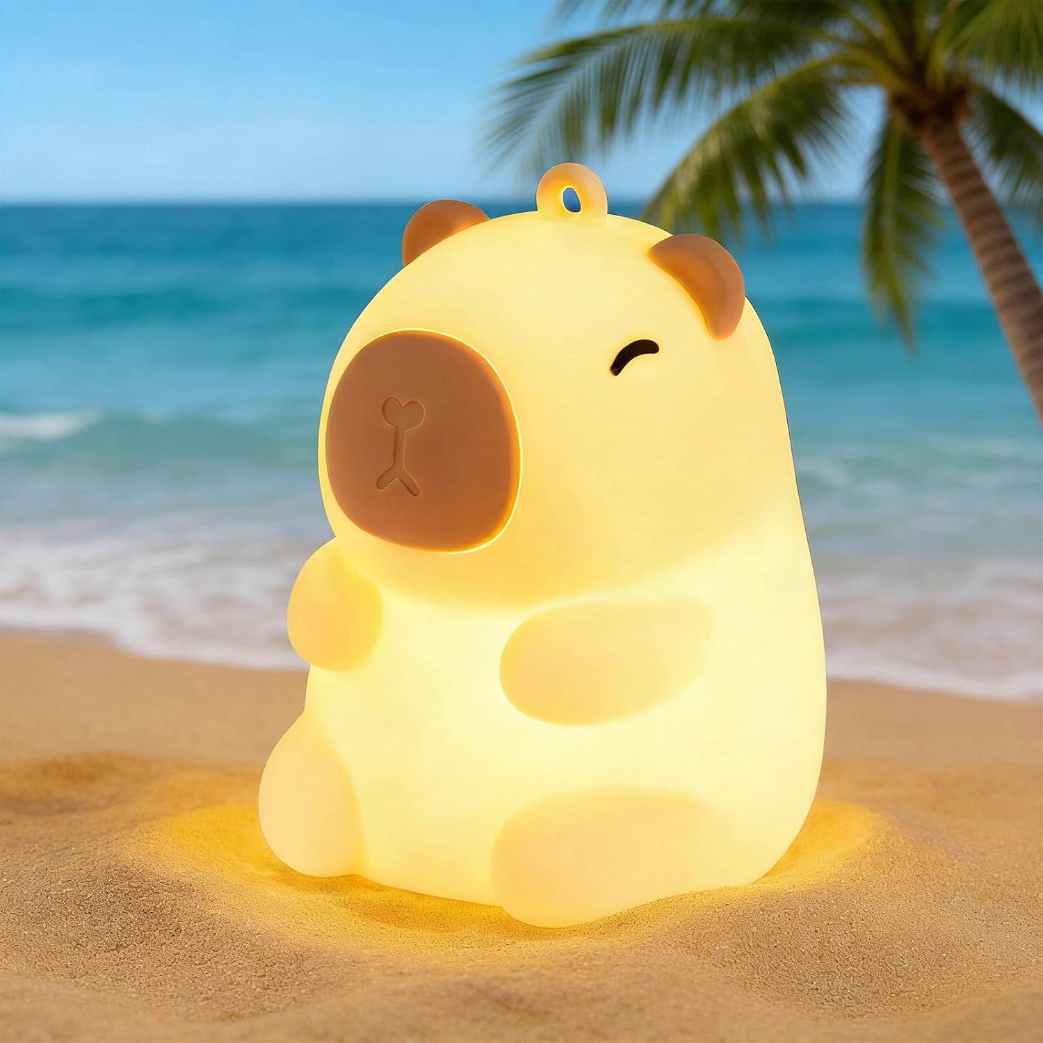 Squishy Christmas Capybara Night Light with RGB Modes Dimmable Nursery Breastfeeding Nightlight Hangable Cute Novelty Animal Lamp…