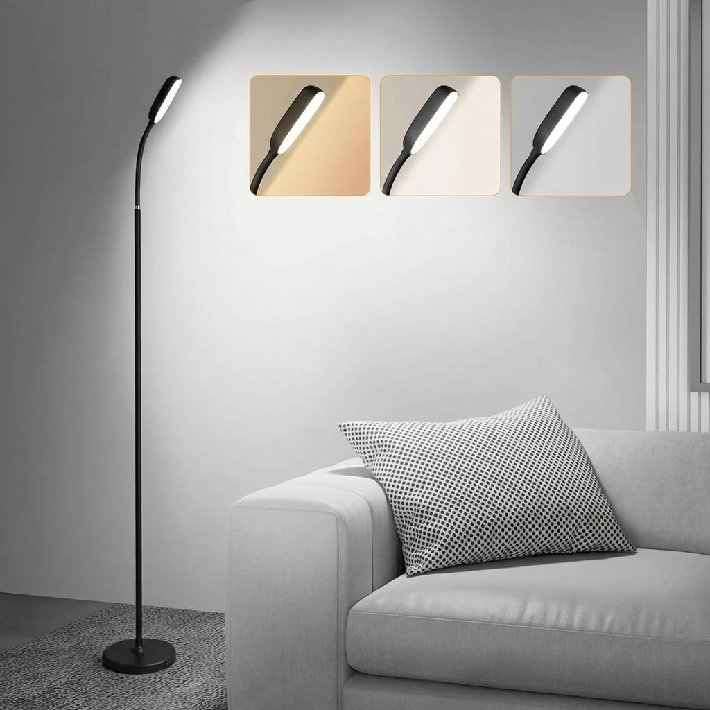 Cordless Portable Floor Lamp, Adjustable Gooseneck with Touch Switch, 3 Color Modes, Lightweight & Rechargeable for Living Room, Bedroom…