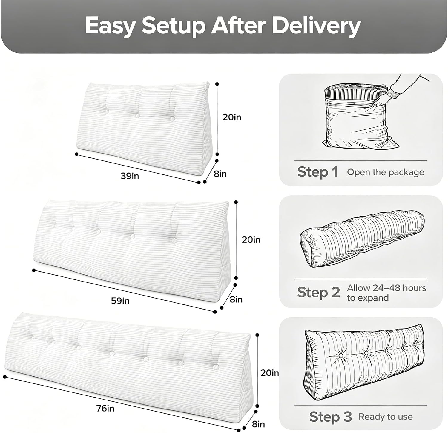 Royal Choice Headboard Pillow for Sitting Up in Bed, King Size Backrest Triangle Reading Pillow for Daybed, Supportive Bed Back Pillow for…