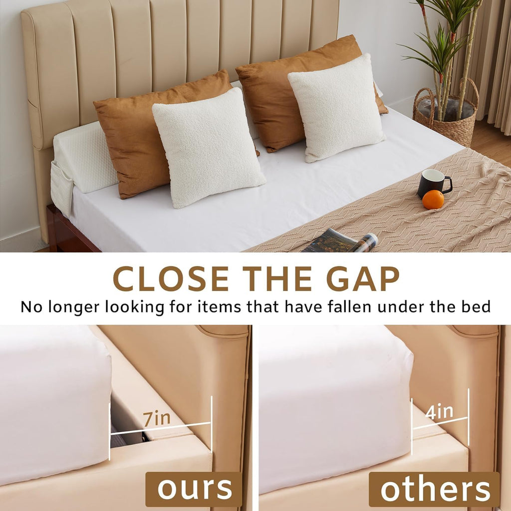 Bedluxe King Wedge Pillow Headboard, Bed Wedge Pillow for Headboard, Bed Gap Filler King - Fill The Gap (0-7")(Air-Layer White, 76"x10"x6")