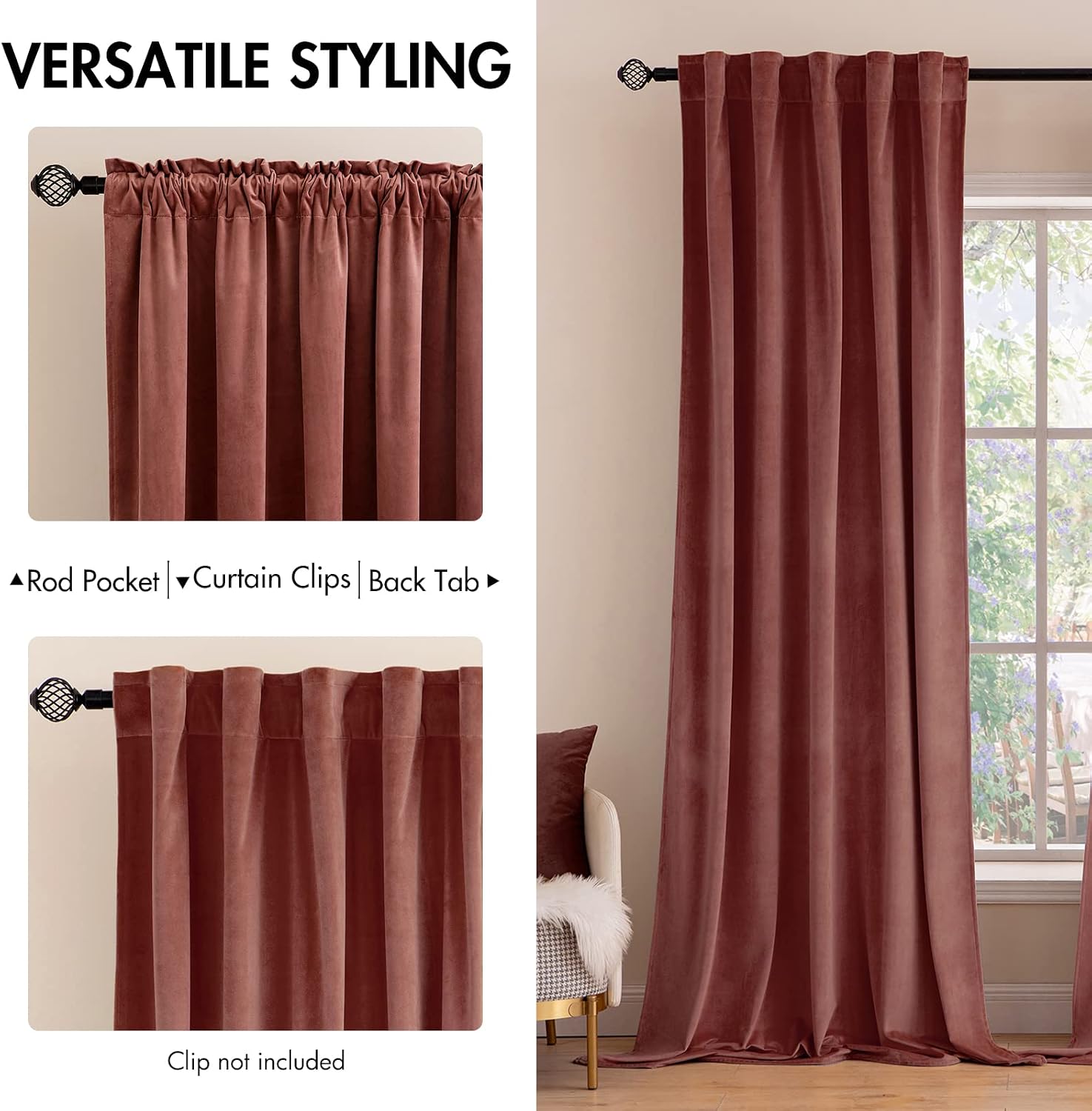 Miulee Velvet Curtains 2 Panels Luxury Blackout Curtains for Bedroom Living Room Thermal Insulated Super Soft Window Drapes Rod Pocket & Ba…