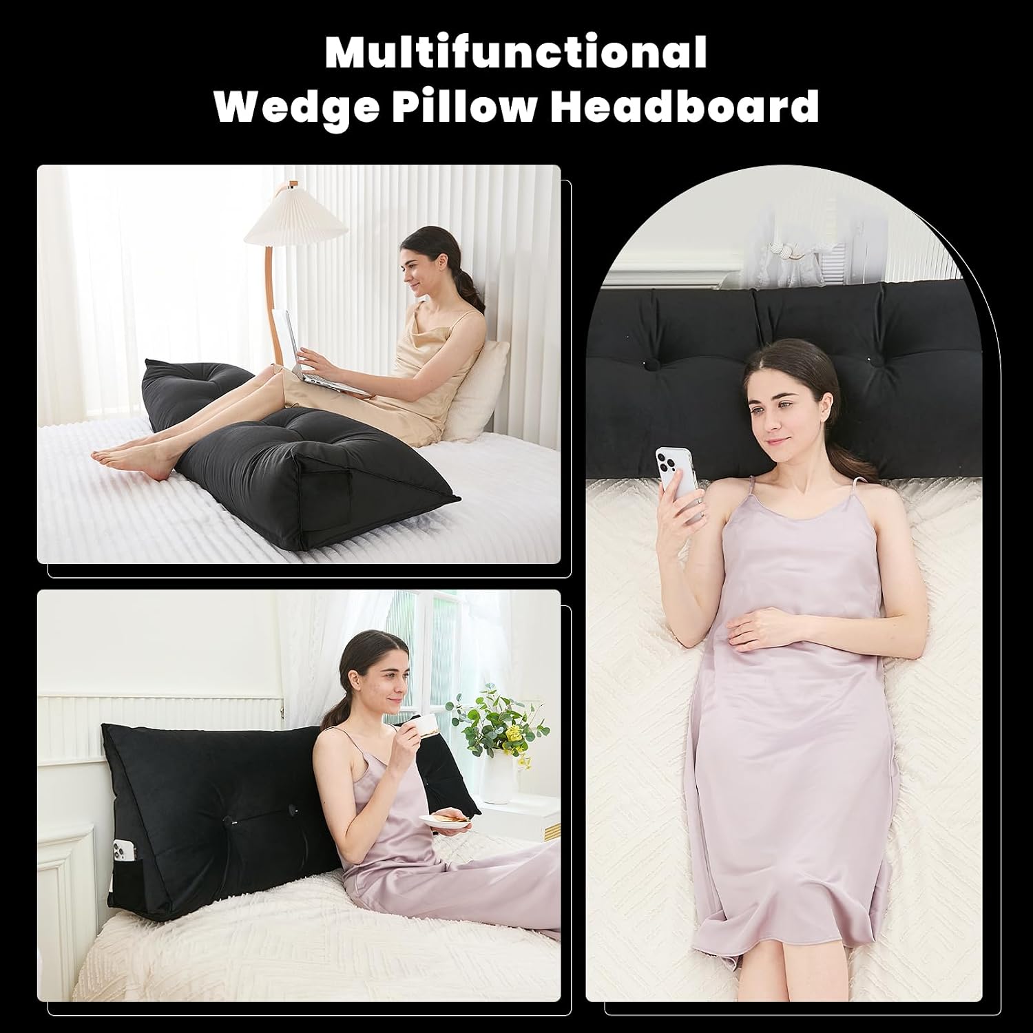 Zelladorra Headboard Pillow for Bed, Triangular Wedge Pillow Headboard Soft Support While Reading and Resting, Bed Bolster Cushion…