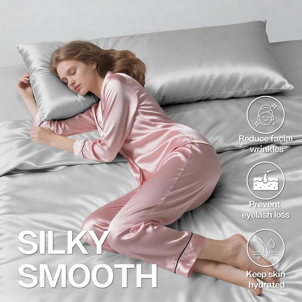 MR&HM Satin Body Pillow Cover, Soft and Breathable Body Pillow Case with Envelope Closure, Cooling and Silky Long Pillowcase for Hair and…
