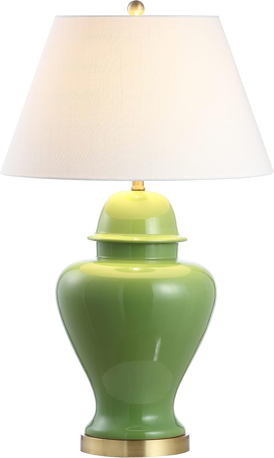 JONATHAN Y 33" Green Modern Ceramic Ginger Jar Table Lamp for Living Room, Traditional Bedside Lamp for Bedroom Entryway, White Linen…