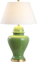 JONATHAN Y 33" Green Modern Ceramic Ginger Jar Table Lamp for Living Room, Traditional Bedside Lamp for Bedroom Entryway, White Linen…