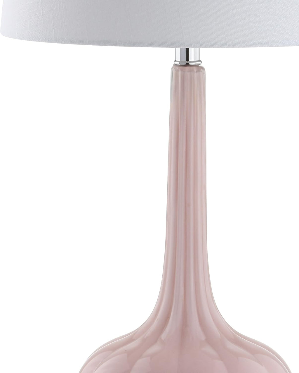 JONATHAN Y 28.5" Pink Glass Teardrop LED Table Lamp Set of 2 for Living Room Bedroom Nightstand, White Linen Shade Modern Transitional…