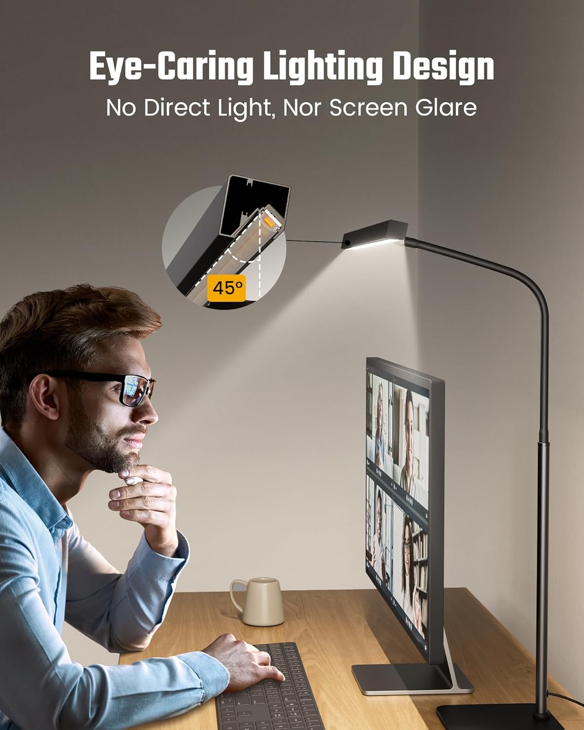 SUPERDANNY LED Desk Lamp for Home Office, Eye-Caring Desk Light with Base, 12W Touch Control 3 Colors Dimmable Brightness, Gooseneck…