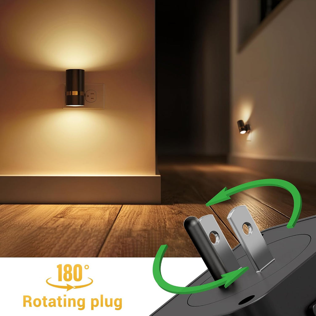L LOHAS LED Night Light, 10-Color Changing Night Light with 180° Rotatable Plug, RGB Nightlight with Dusk to Dawn Sensor, Adjustable…