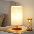 Fenmzee Small Table Lamp for Bedroom - Inline Control, Bedside Lamp with 3000K A15 LED Blub, Easy Assembly (Cream Shade - Walnut Base, 9"…