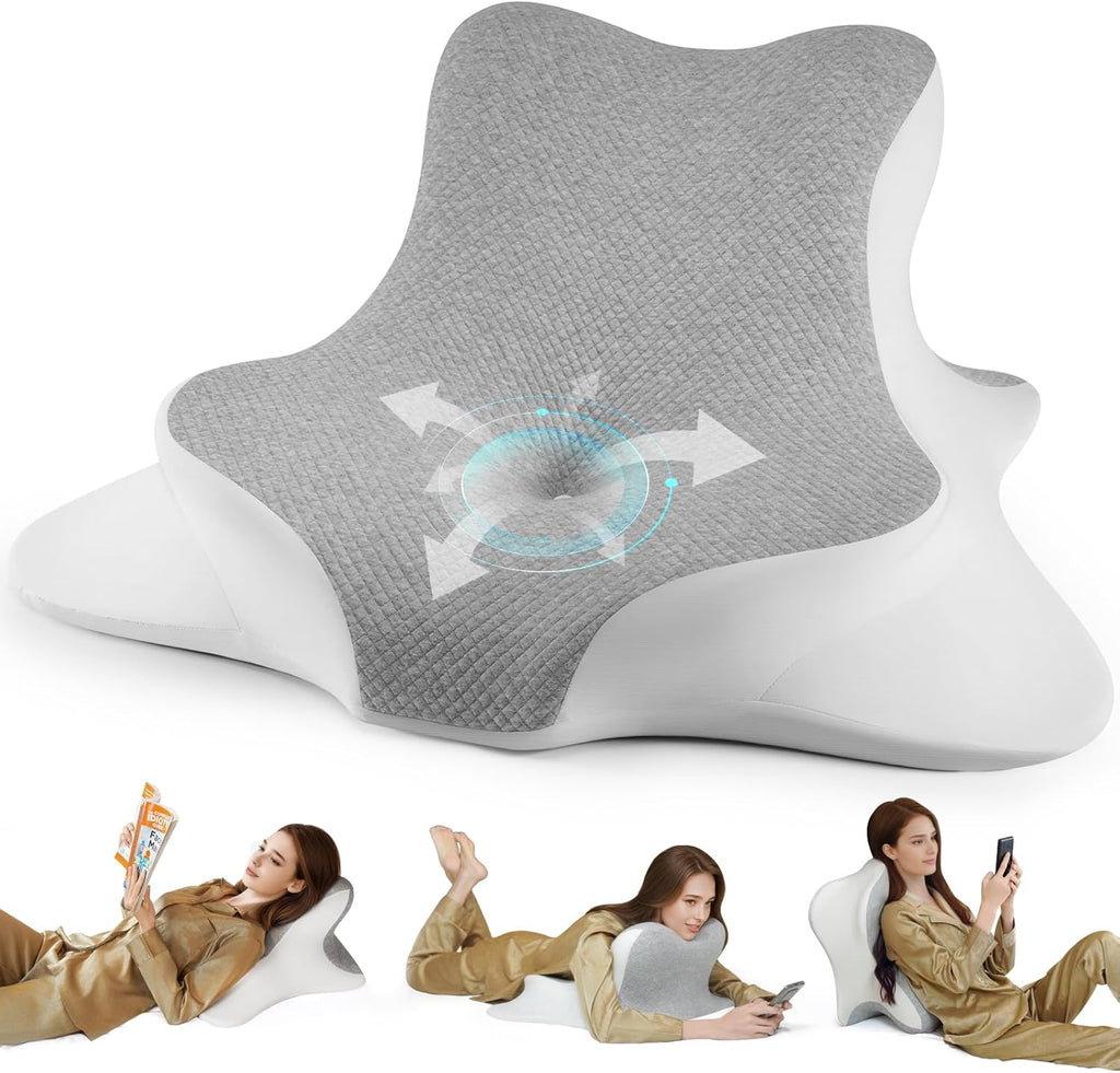 Wogahev Reading Pillow for Bed, Lying, Leaning and Prone, Ergonomic Memory Foam Bed Wedge Pillow for Headboard, Chin & Back Support Pillows…