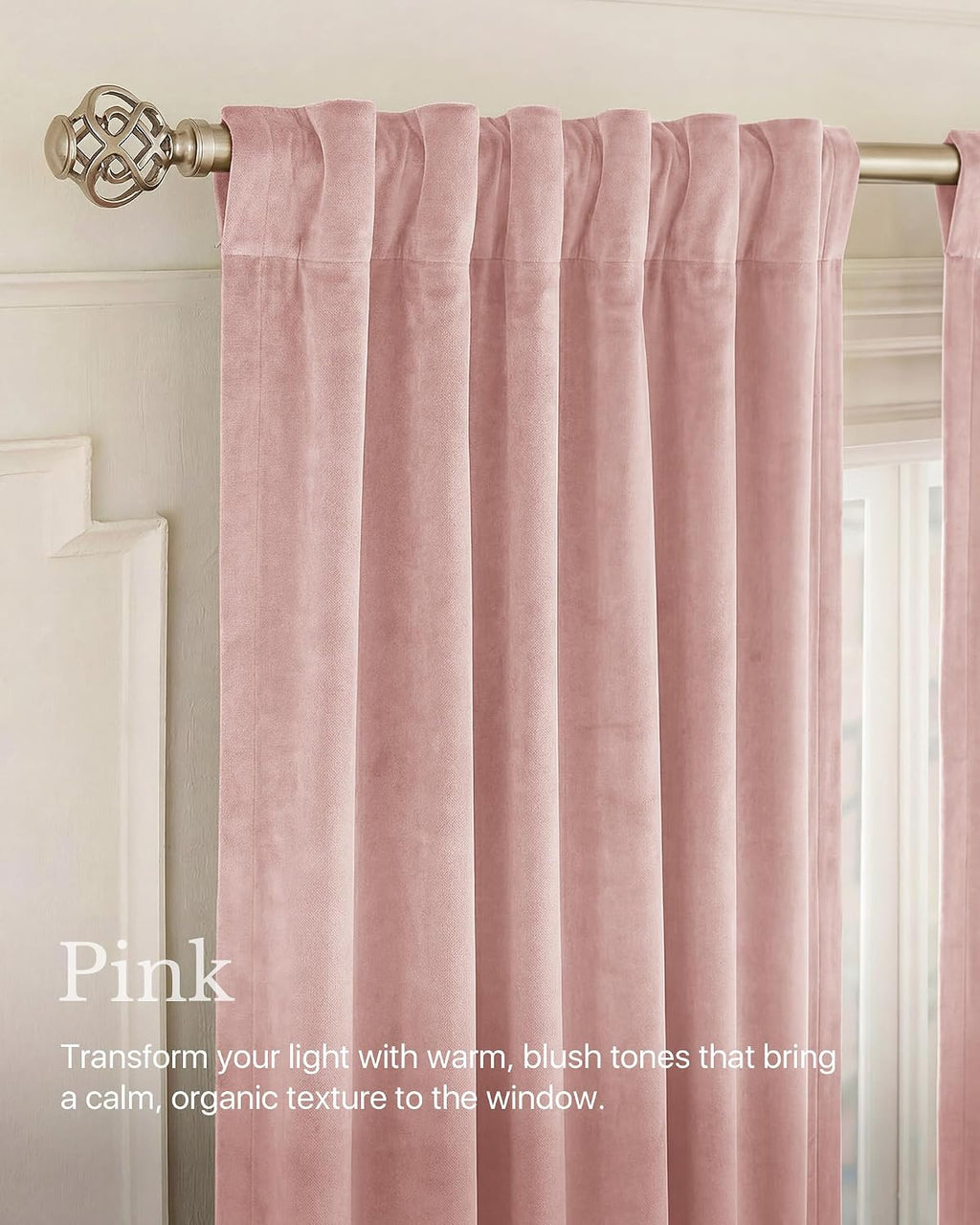 Nicetown Pink Velvet Curtains for Princess Room, Rod Pocket & Back Tab Room Darkening Window Treatments Thermal Drapes Luxury Textured for…