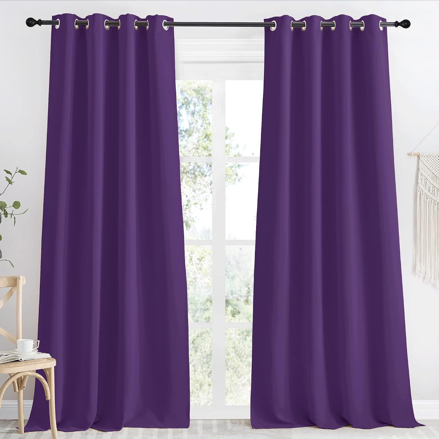 NICETOWN Blackout Window Curtain Short, 55W x 96L, Sold Individually, Royal Purple Color, Home Fashion Thermal Insulated Room Darkening…