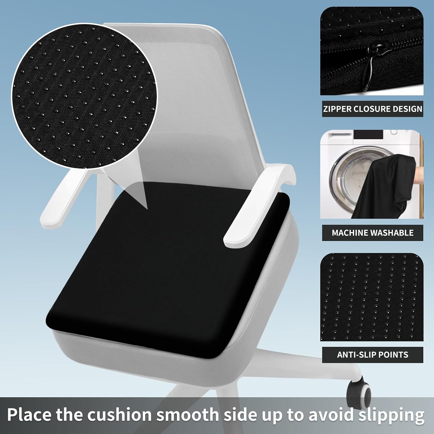 Gel Seat Cushion for Long Sitting - 16.5" x 14.5" x 2.4" (Extra Thick&Soft) Gel Cushion for People Over 185 lbs, Pressure Relief Cushion…