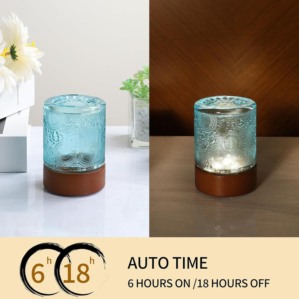 Mini Soft Warm Light Lamp Battery Operated Portable Night Light with Timer, Small Glass Vintage Dim Sleep Nightlights, Battery Powered…