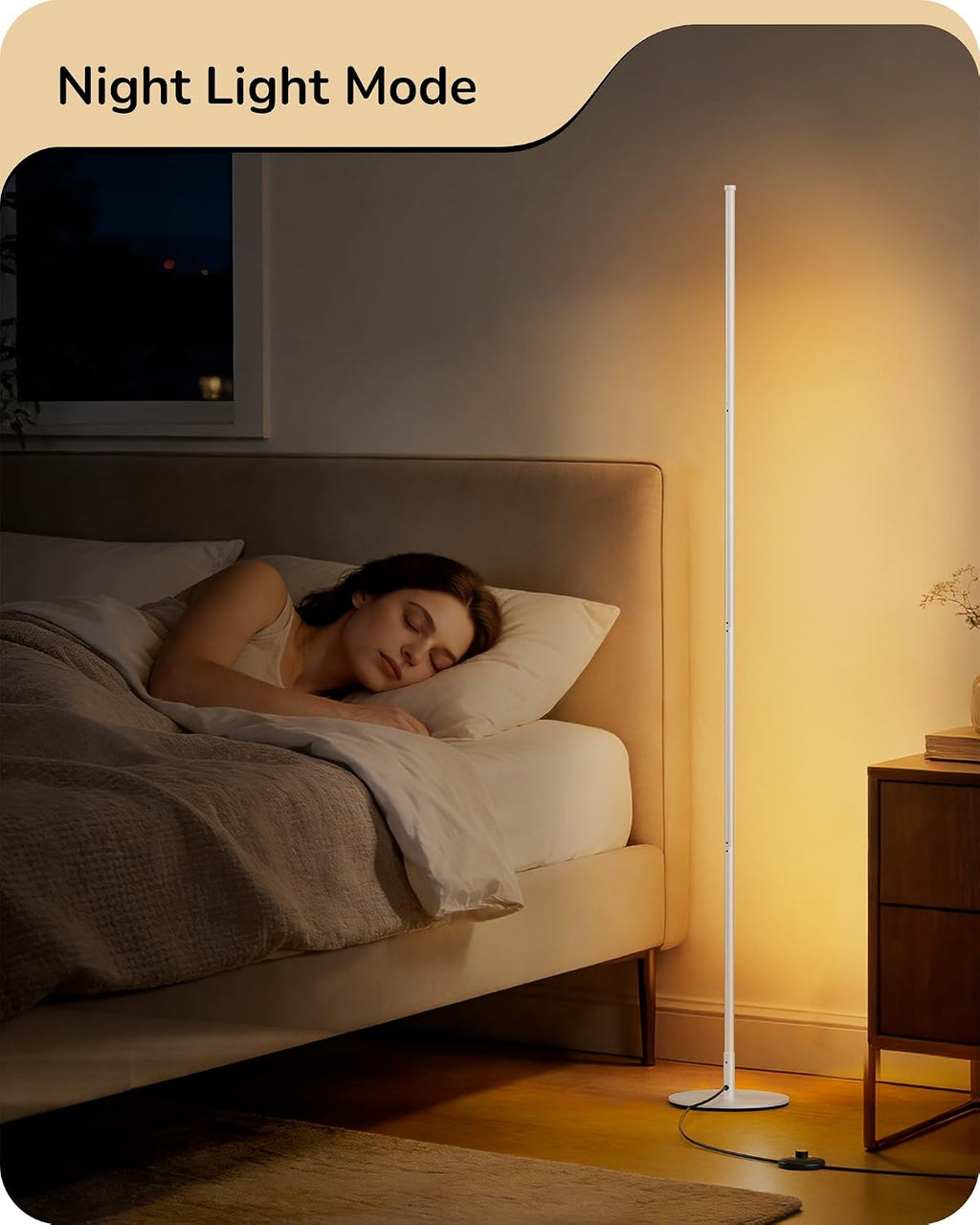 Edishine 59.8" Corner Floor Lamp, White Floor Lamp with Remote, 3 Height Settings, 3 Color Temperature & Stepless Dimming, Foot Switch, Sli…
