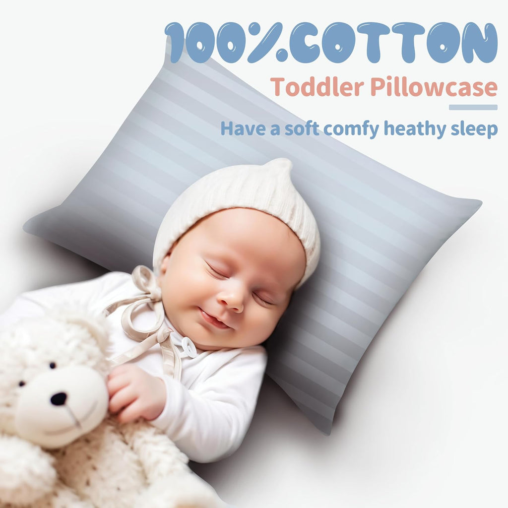 100% Egyptian Cotton Toddler Pillowcases Set of 4, 400 Thread Count Sateen Weave Small Pillow Protectors, Super Soft Breathable Zippered…