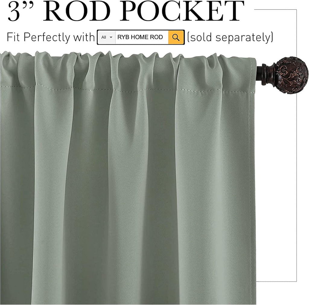 Rybhome RYB HOME Dorm Curtains Room Darkening, 45 inch Length Privacy Window Treatment Thermal Insulated Covers for Shortage Room Studio Nu…