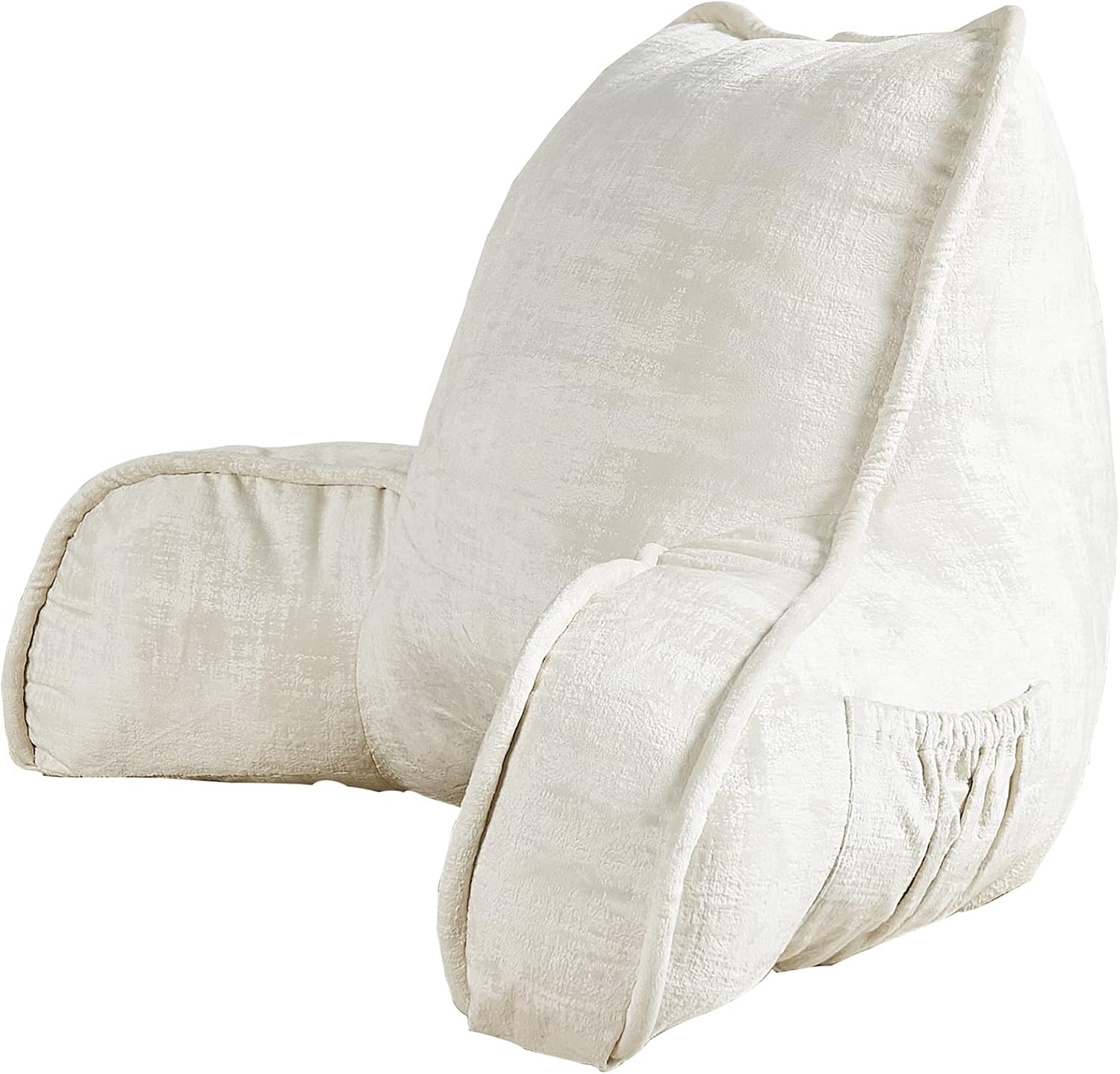 Bytide DIY Assembly Art Velvet Backrest Reading Bed Rest Pillow with Arms & Pockets, 18" H for Sitting in Bed Couch Sofa, Back Support Cush…