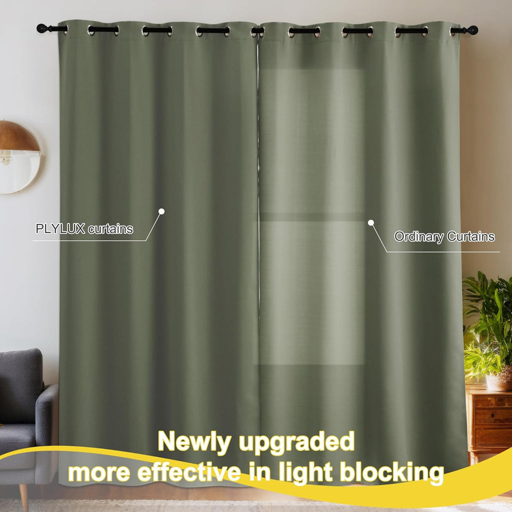 NICETOWN Room Darkening Plylux Curtains 95" Long for Farmhouse Home Decor, Thermal Insulated Window Treatment Privacy Drapes for Bedroom…