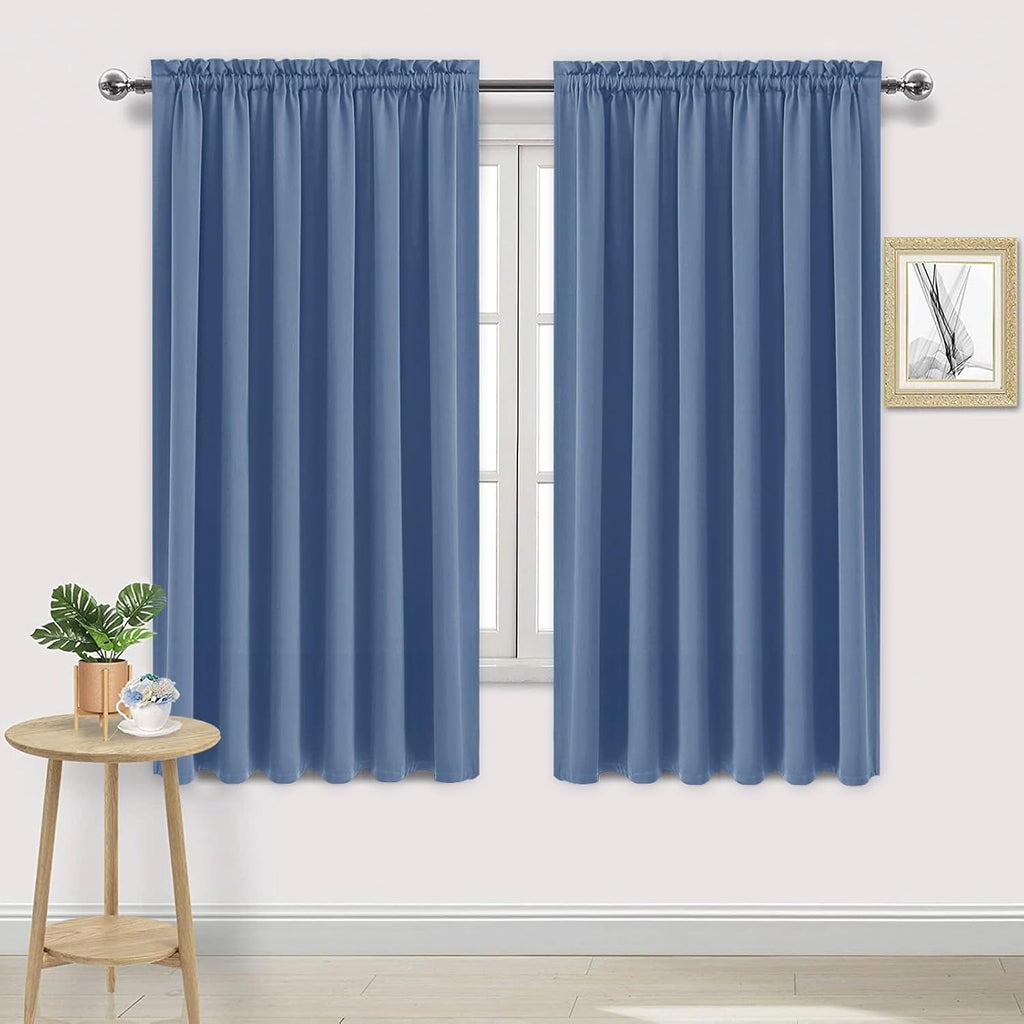 DWCN Blackout Curtains for Living Room Thermal Insulated, Energy Saving & Noise Reducing Bedroom Curtains, Dusty Blue, W 70x L 63 Inch…