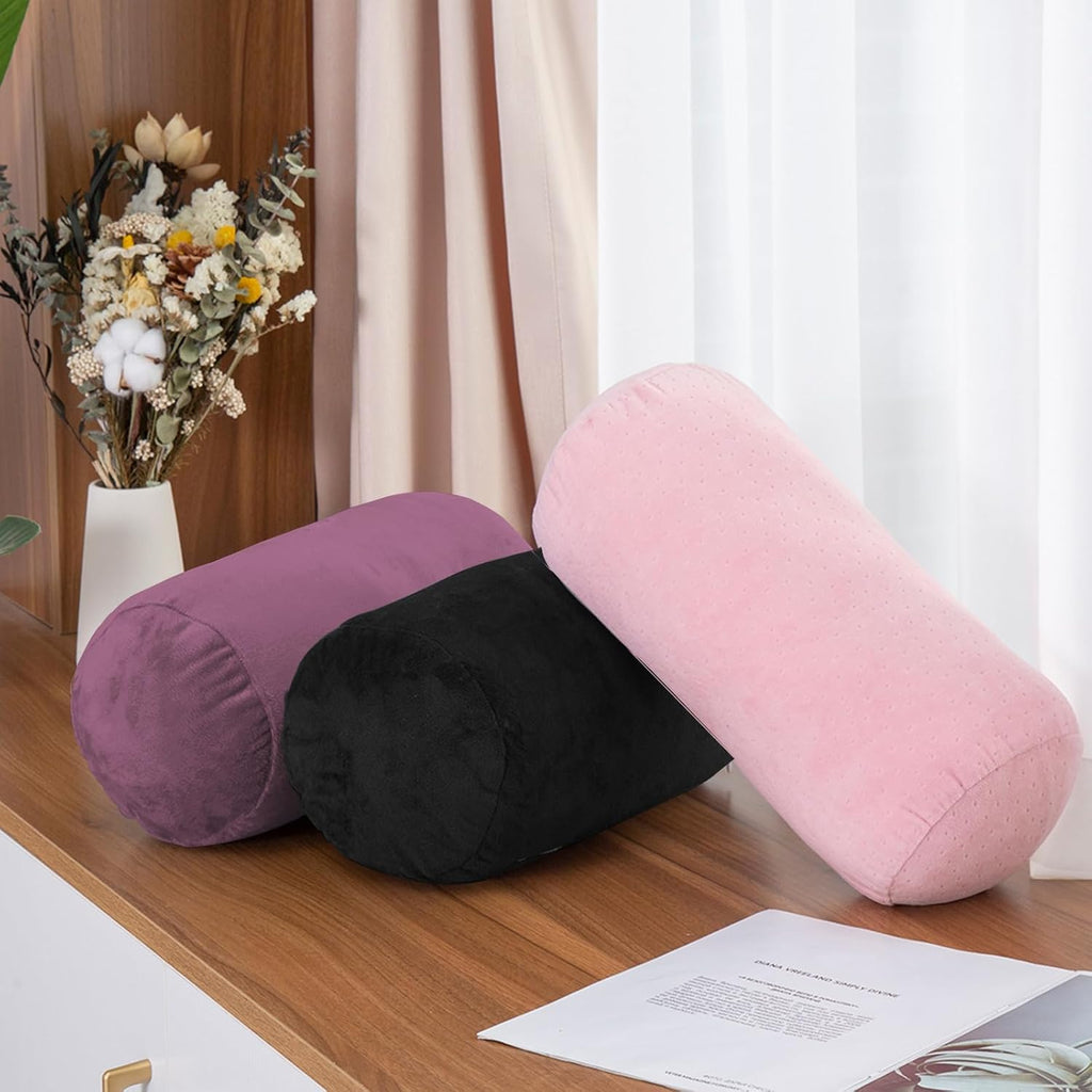 1 MIDDLE ONE Bolster Pillow with Removable Velvet Cover, Round Cylinder Neck Roll Pillow for Head, Back, Leg Support, Decorative Bed and…
