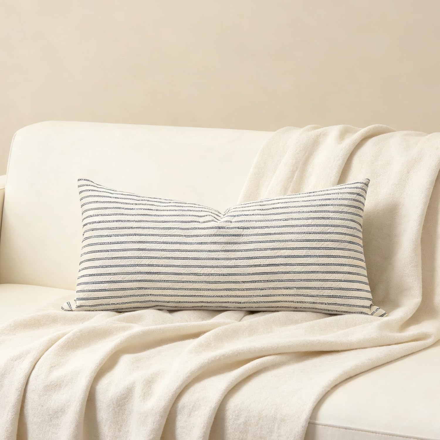 Slow Cow Rectangular Throw Pillow Cover Decorative Textured Lumbar Accent Cushion Cover for Couch Sofa 12 x 24 Inches Grey