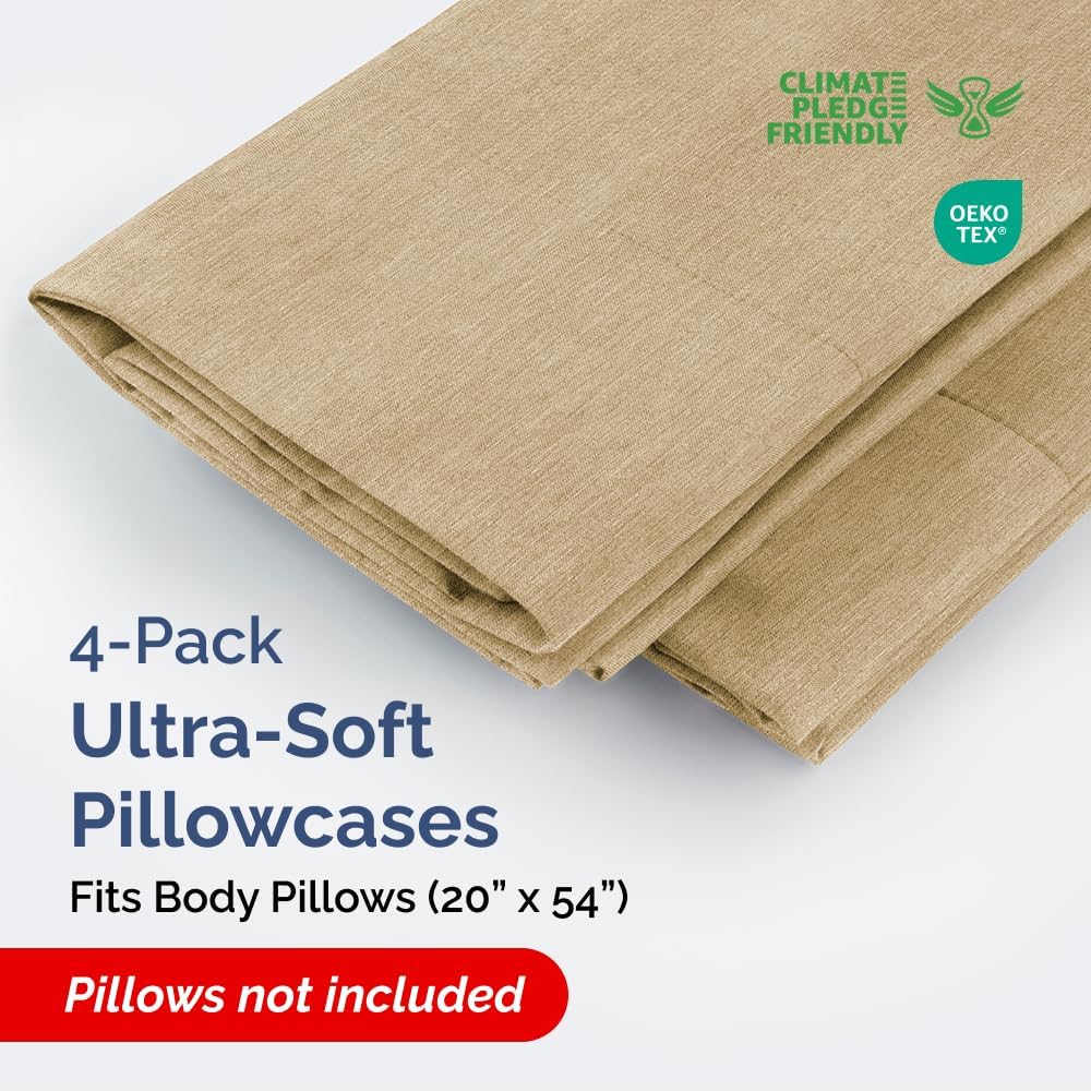Body Pillowcases Set of 4-20x54 Long Body Pillow Case - Soft Body Pillow Cover for Sleeping & Side Sleepers - Comfy, Breathable & Fade…