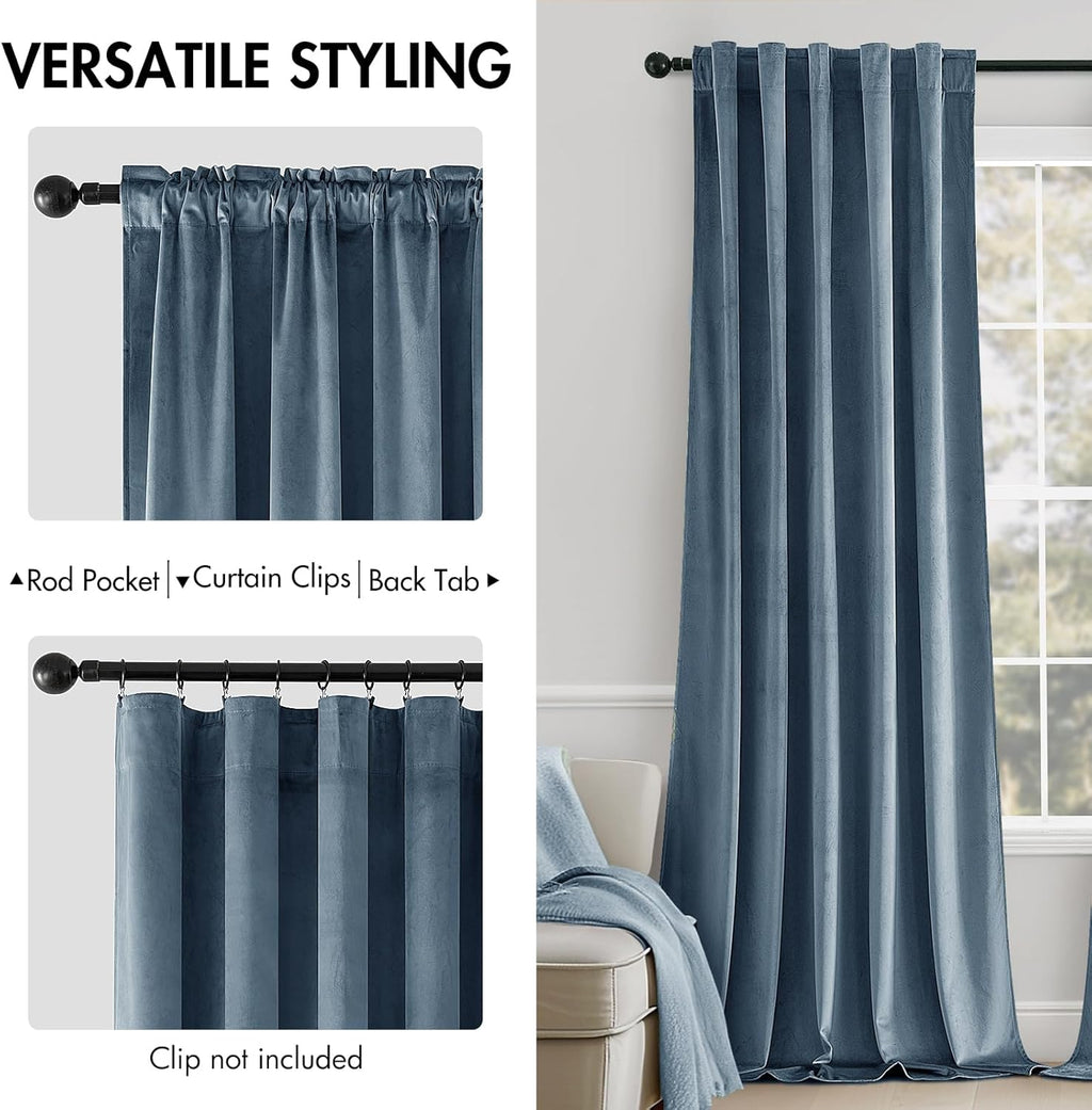 Miulee Velvet Curtains 96 inches - Luxury Blackout Curtains for Bedroom Living Room Thermal Insulated Super Soft Window Drapes Rod Pocket &…