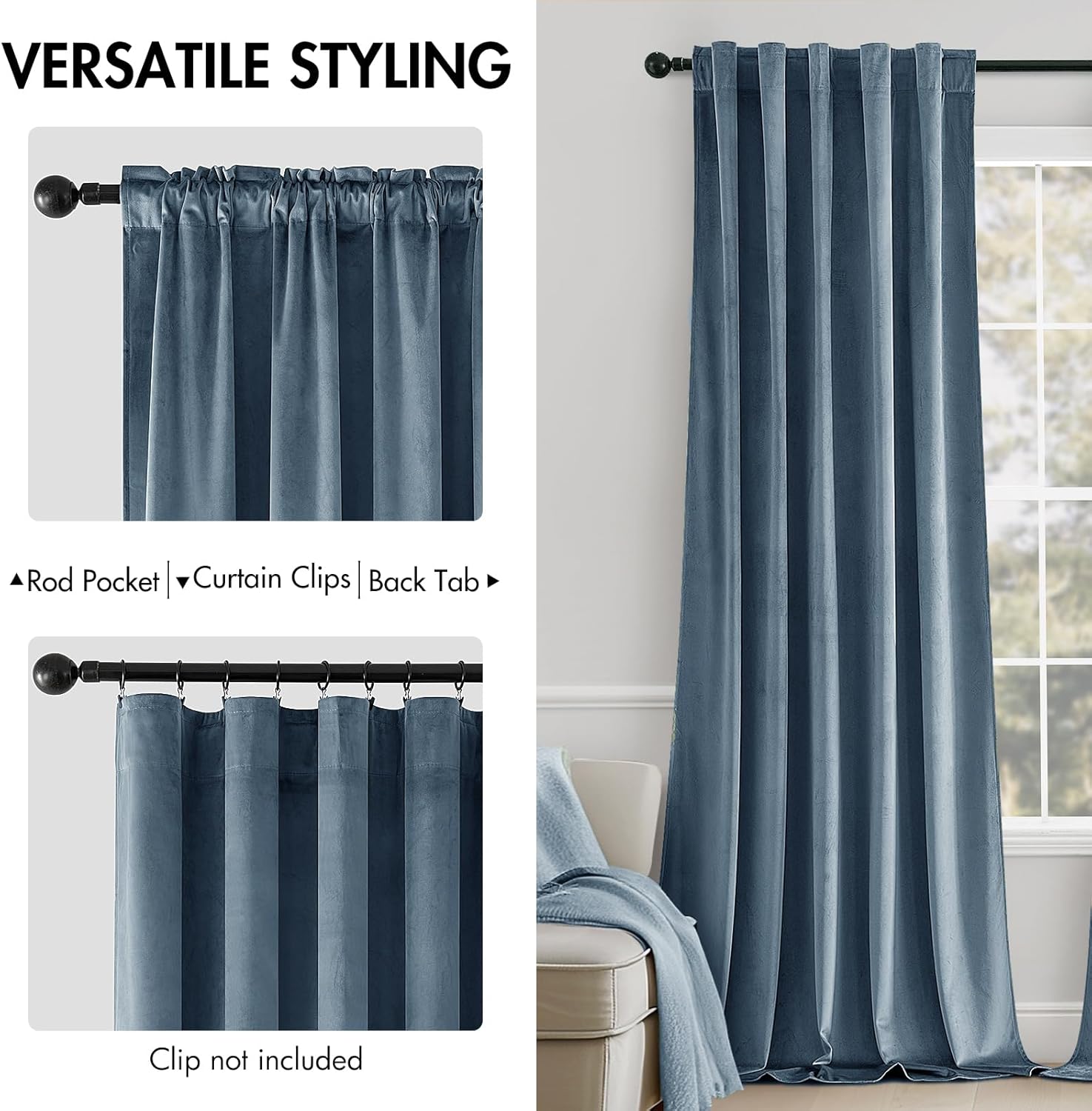 Miulee Velvet Curtains 96 inches - Luxury Blackout Curtains for Bedroom Living Room Thermal Insulated Super Soft Window Drapes Rod Pocket &…