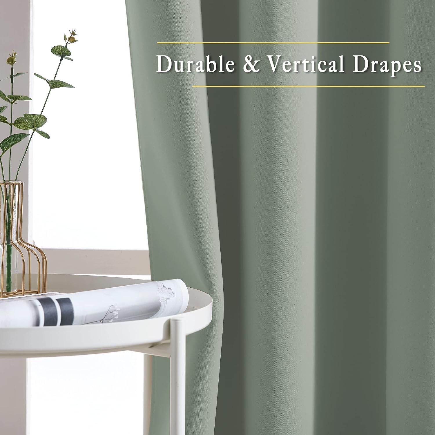Nicetown Bedroom Curtains 95 inches Long - Grommet Top Thermal Insulated Solid Energy Saving Sound Reducing Drapes for Living Room, Sage Gr…