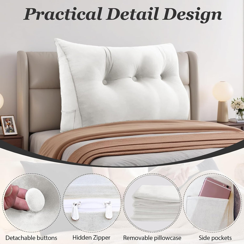 Wedge Pillow Headboard, Bed Wedge Pillow for Headboard, Headboard Pillow Queen, Back Support Cushion for Sitting up in Bed - Features…