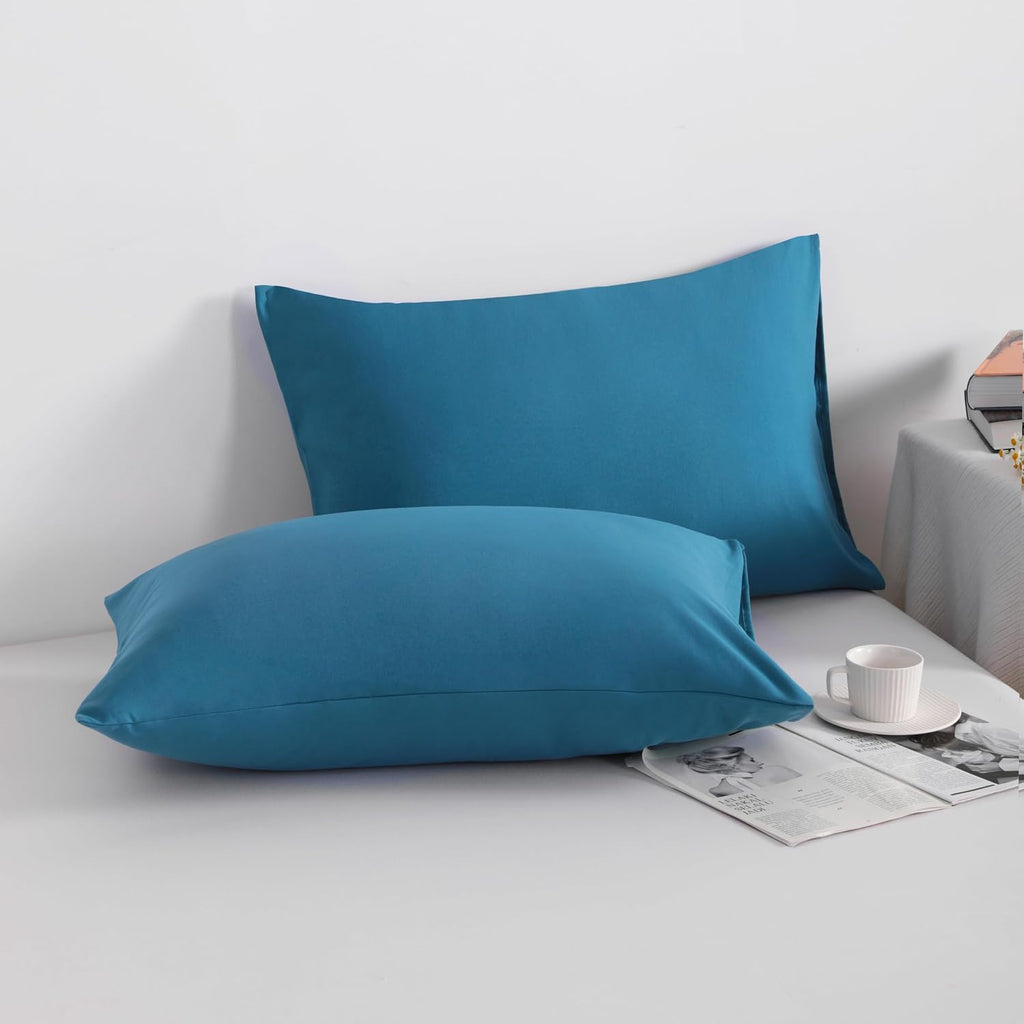 Ntbay King Pillowcase Set - 2 Pack Brushed Microfiber 20x36 Pillowcases - Soft, Wrinkle-Free, Fade-Resistant, Stain-Resistant, Teal Blue Pi…