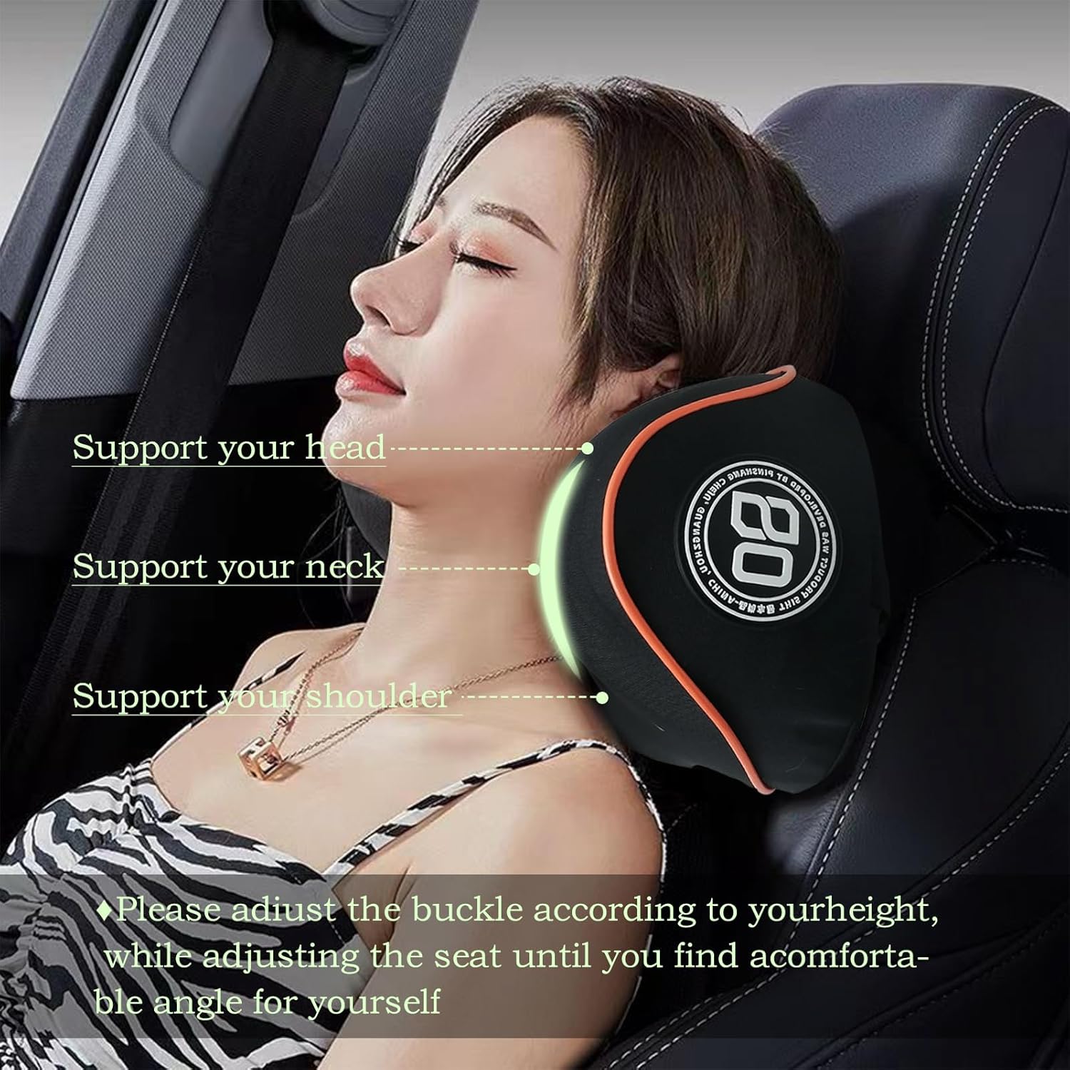 SPRFUFLY Really Comfy Car Headrest Pillow, Car Pillow for Driving with Adjustable Strap, Space Memory Foam Neck Pillow, Breathable…