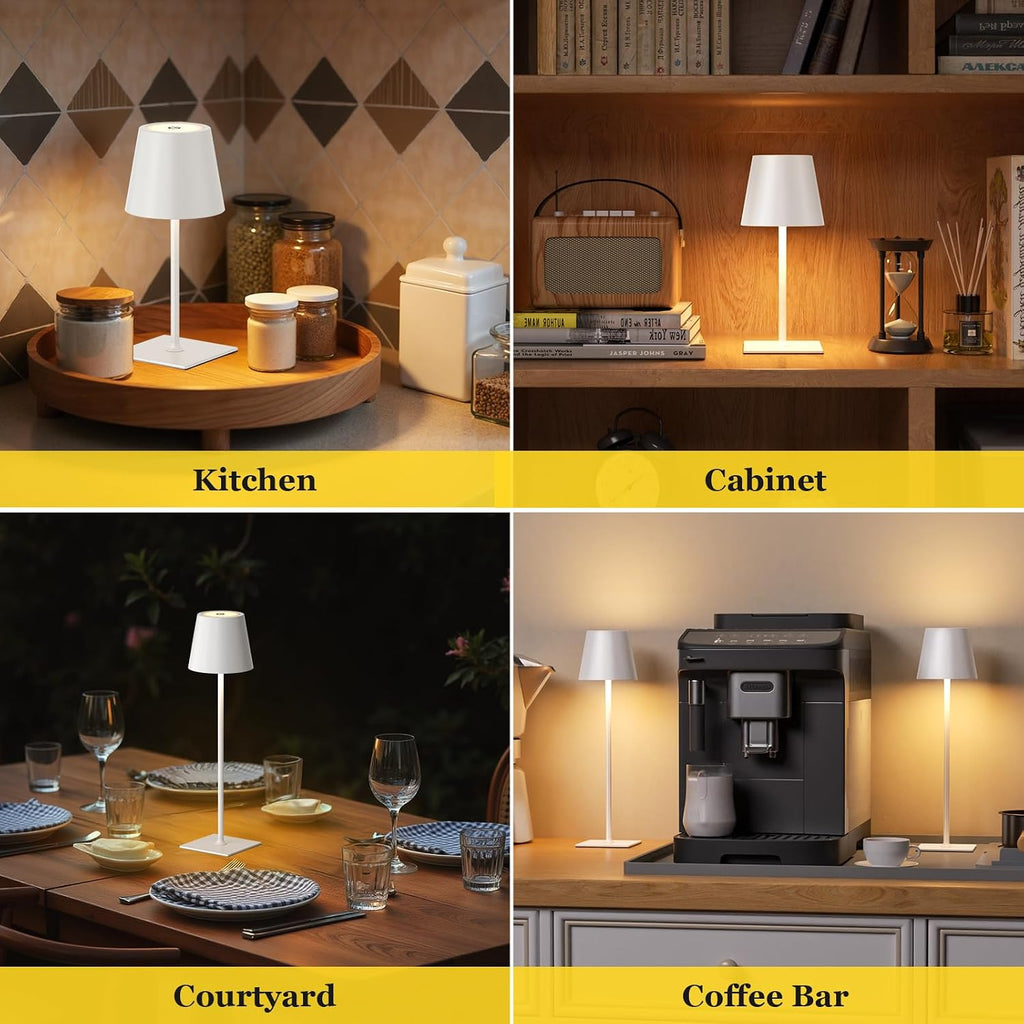 Kakanuo White Gold Cordless Rechargeable Table Lamp 5000mAh Battery Operated Lamps, 3 Colors Stepless Dimming Touch Lamp for Living Room…