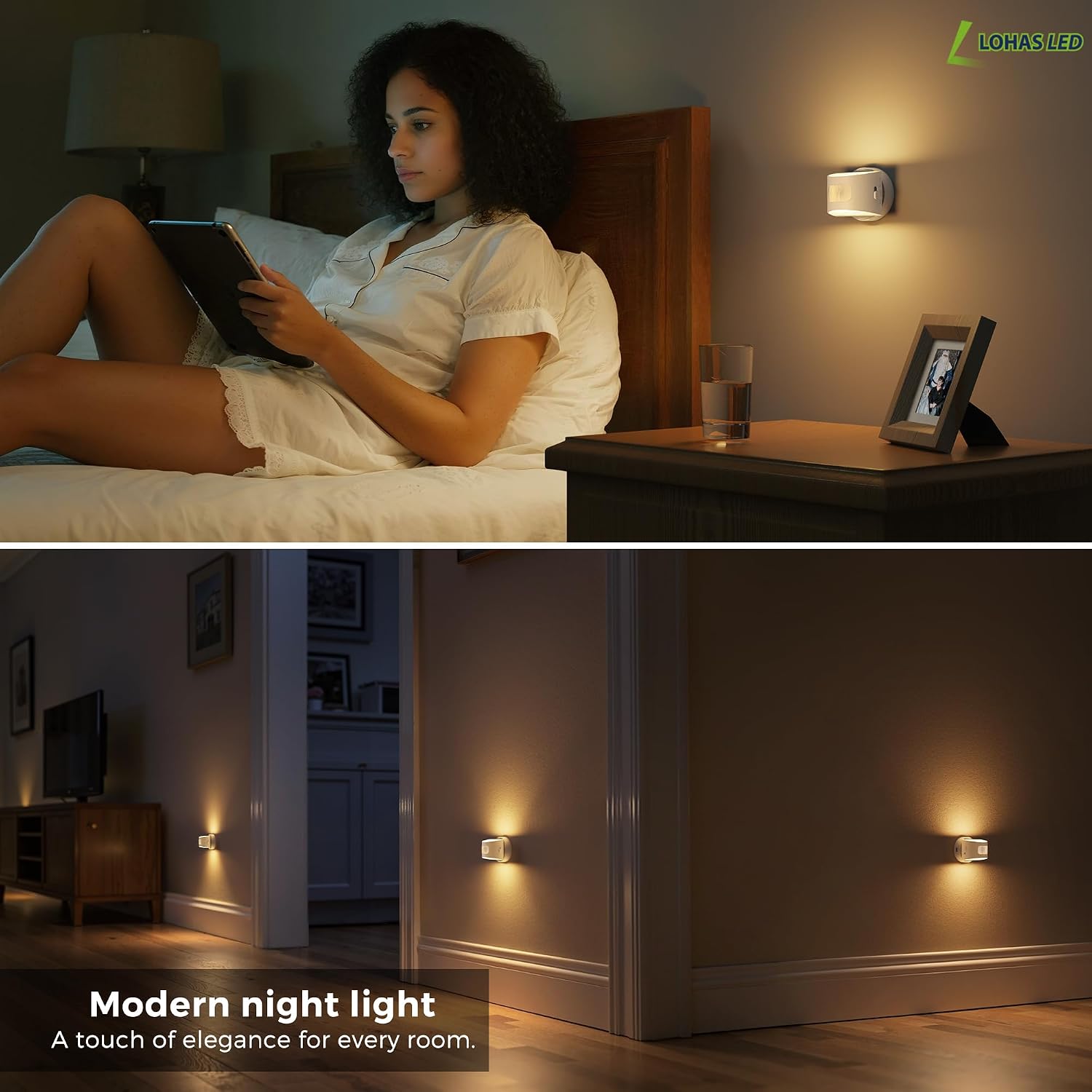 L LOHAS LED Motion Sensor Night Light, Rechargeable Stair Lights Indoor, Portable Warm White Motion Sensor Light Indoor, Battery Operated…