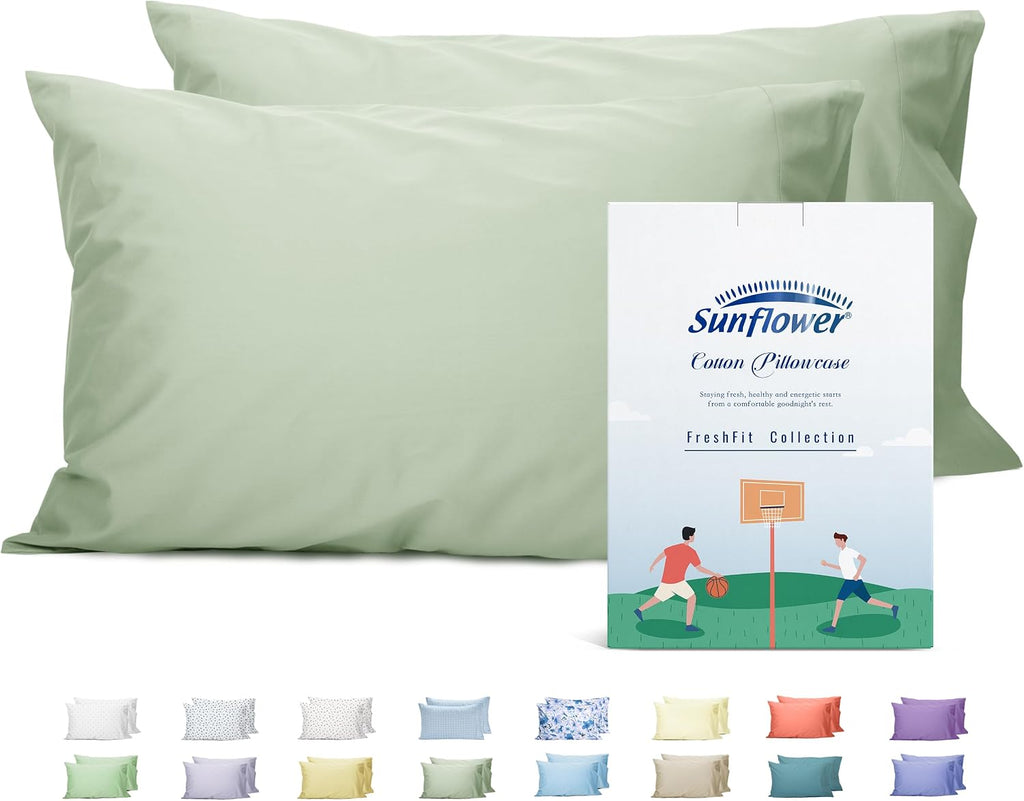 Sunflower King Pillowcases Set of 2, 100% Cotton King Size Pillow Cases 2, 20×40 inches Swamp, Soft and Breathable
