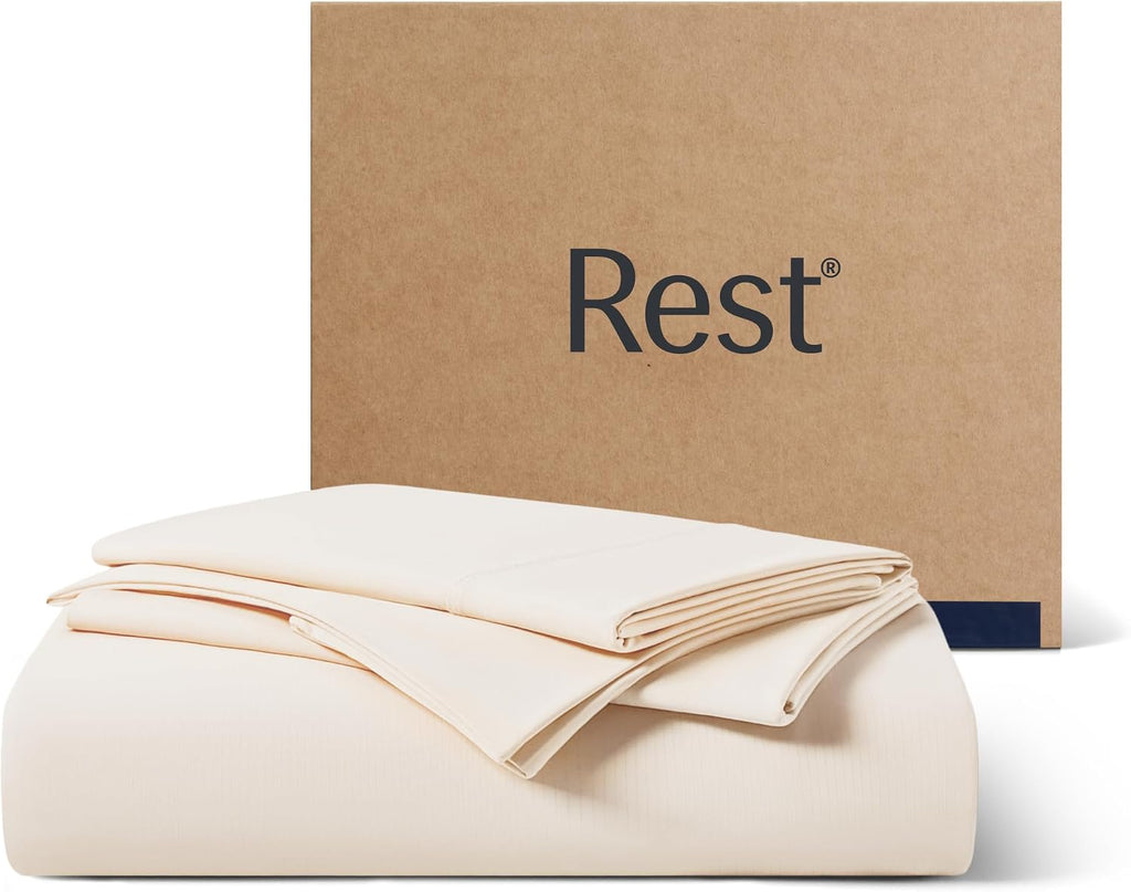 Rest ® Evercool®+ Starter Sheet Set, King, Ivory, Breathable Bed Sheets for Hot Sleeper and Night Sweats, with Pillowcases, with Ionic+ Sel…