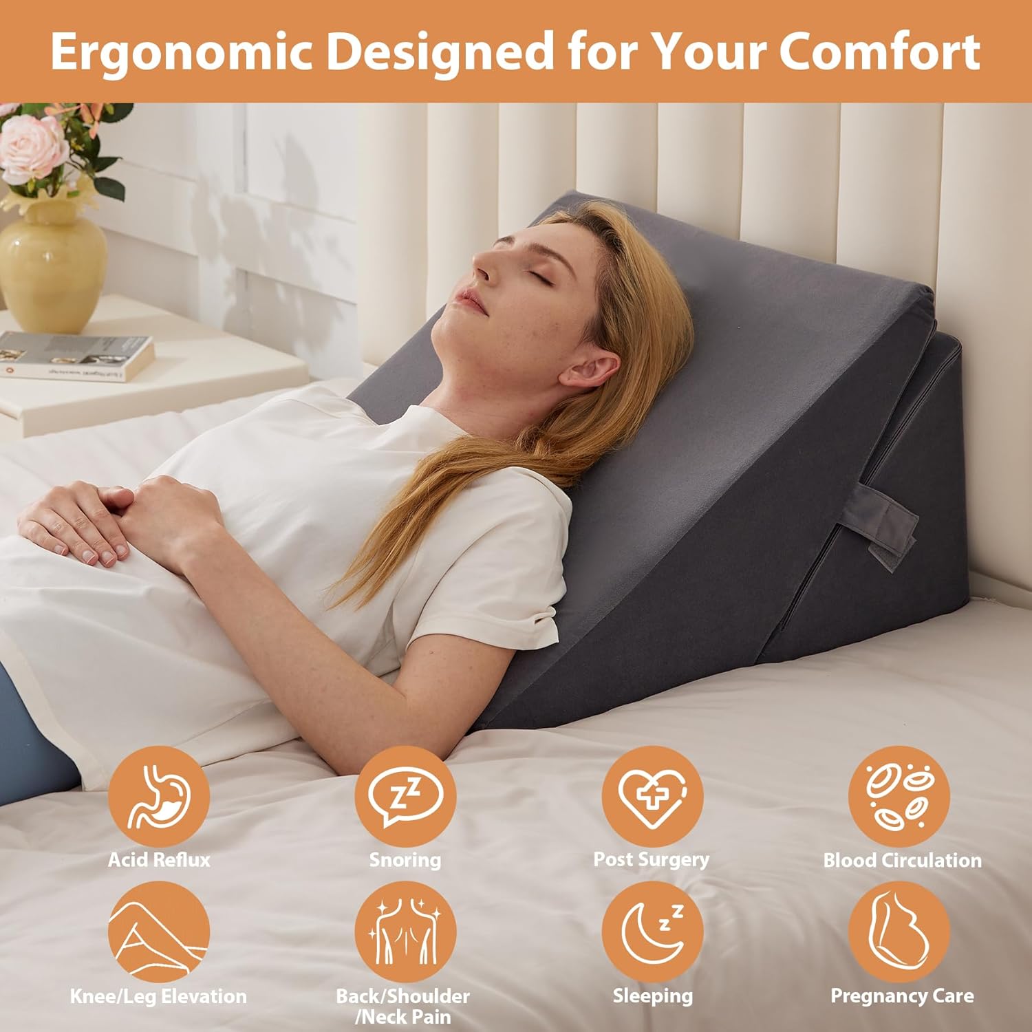 EnjoyaBetterLifeFromHere BIEEZZK Wedge Pillow, Adjustable Back Pillow for Sleeping, 9&12“ Bed Wedge Pillow Set for After Surgery, Triangle…