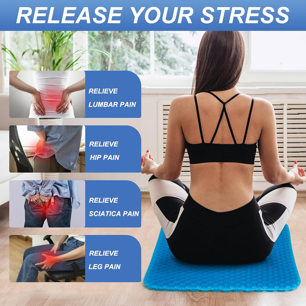 Gel Seat Cushion for Long Sitting - 20" x 20" x 1.8" (Extra Thick&Soft) Gel Cushion for People Over 140 lbs, Pressure Relief Cushion for…
