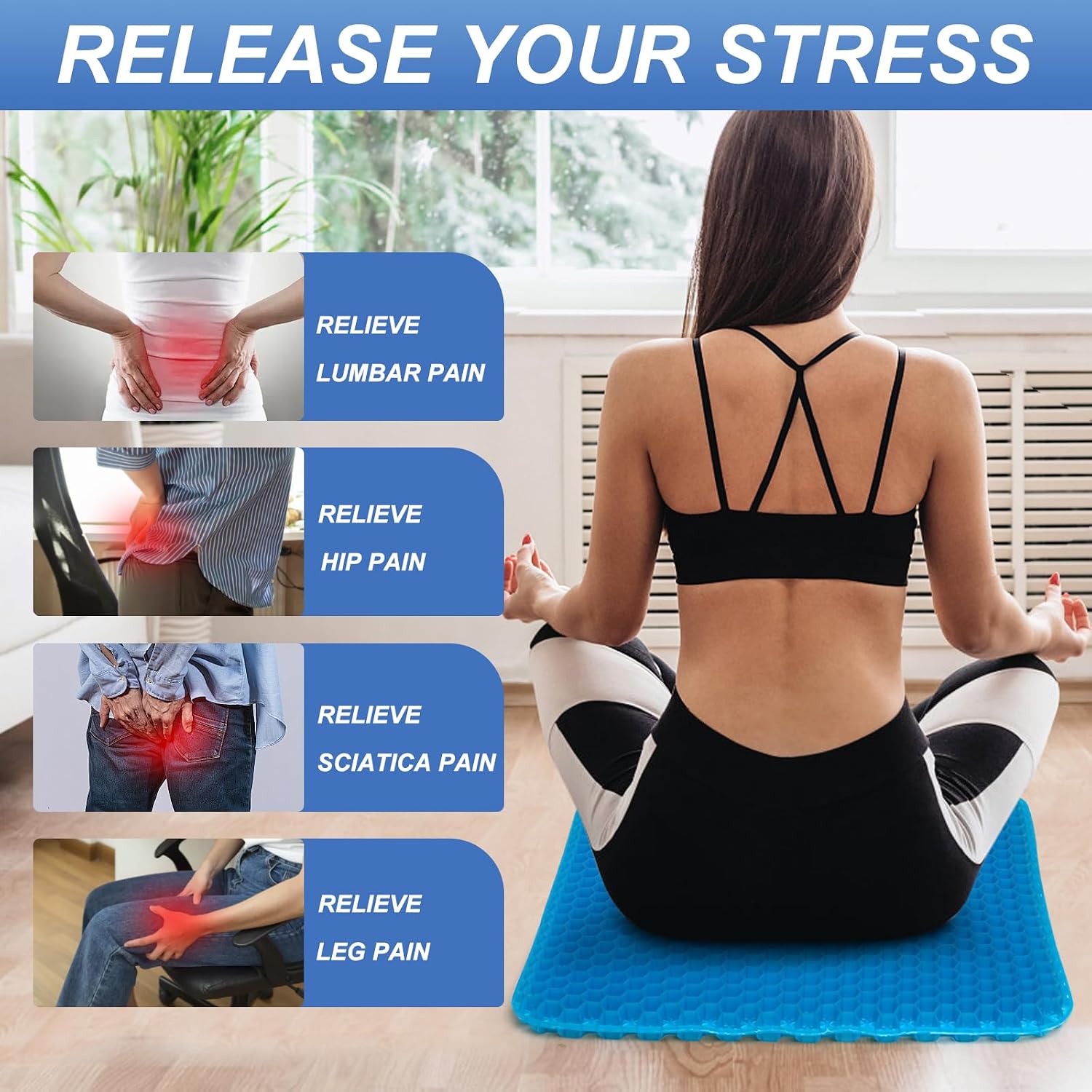 Gel Seat Cushion for Long Sitting - 20" x 20" x 1.8" (Extra Thick&Soft) Gel Cushion for People Over 140 lbs, Pressure Relief Cushion for…
