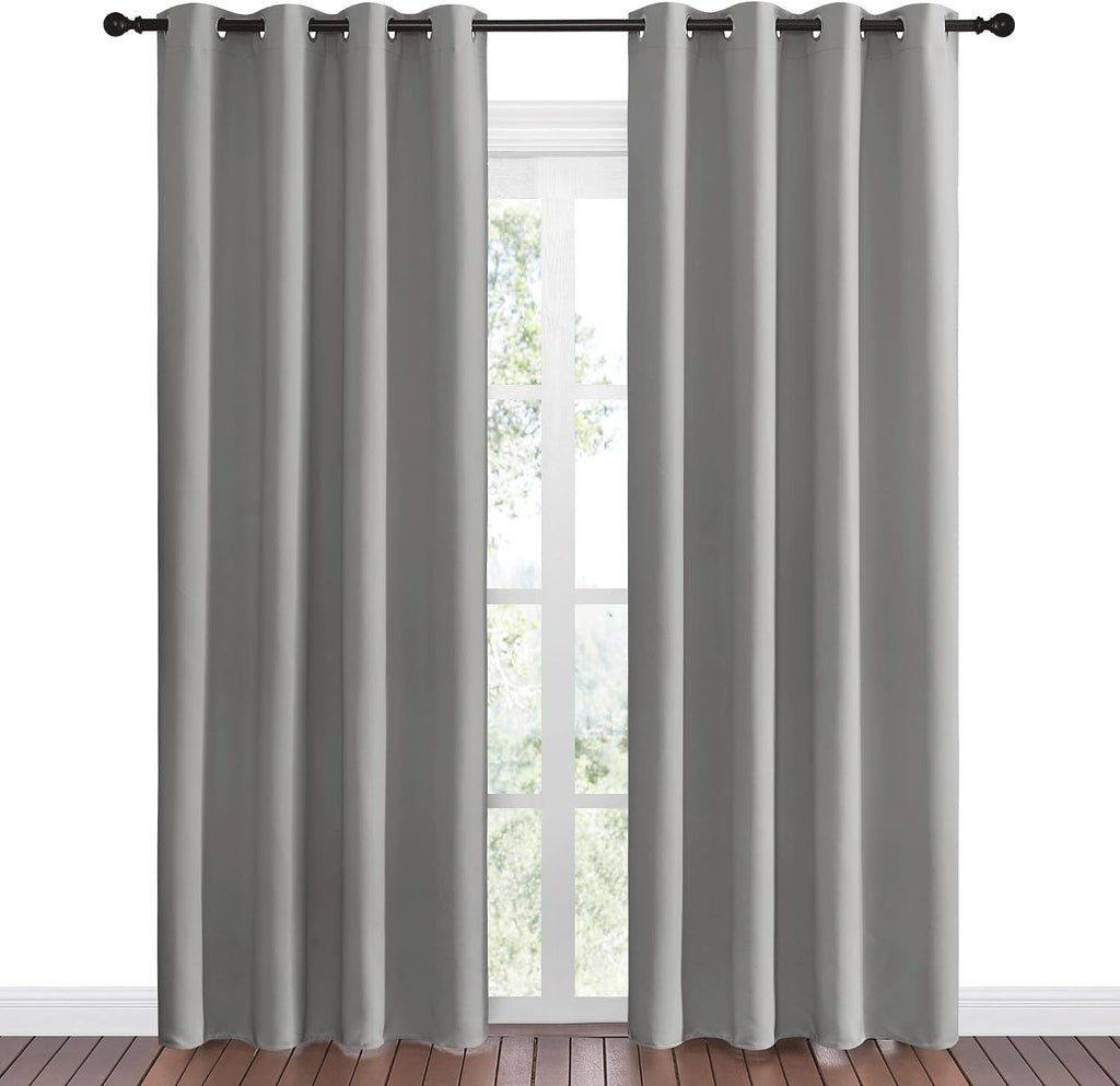 Nicetown Silver Grey Room Darkening Curtain Panels 86" Long for RV, Play Room, Studio, Heat Block Out and Keep Warm Drapes Window Treatment…