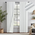 Dancurton White Living Room Darkening Curtains 72 Inches Long 6 ft Length 2 Panel Cute Black Out Linen Window Drape for Nursery Bedroom Opa…