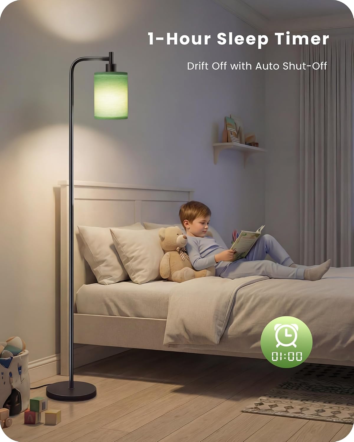 Dimmable Floor Lamp for Living Room with Remote and Foot Switch, Modern Standing, Corner Lamp,10W Bulb 3 Color Temperatures, for Bedroom…